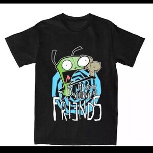 Invader Zim GIR Men's Size Medium Me And Squirrel Are Friends Graphic T-Shirt